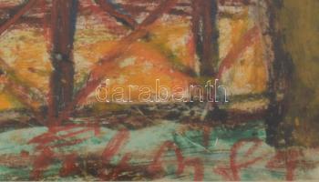 Tábori József (1928-2001): Tatai tó. Kréta, papír. Jelzett. Üvegezett fakeretben, 21x32 cm