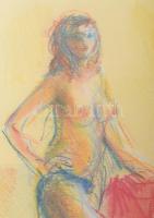 Szirányi István (1951-): Női akt. Pasztell, papír, jelzett, üvegezett fakeretben. 41x26 cm