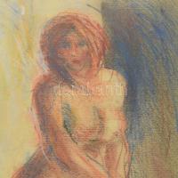 Szirányi István (1951-): Női akt. Pasztell, papír, jelzett, üvegezett fakeretben. 41x26 cm