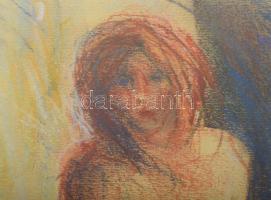Szirányi István (1951-): Női akt. Pasztell, papír, jelzett, üvegezett fakeretben. 41x26 cm