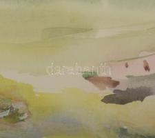 Molnár József (1922?2014): Bodrog. Akvarell, papír, jelzett, üvegezett fakeretben. 22,5x29 cm