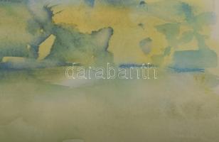 Molnár József (1922?2014): Bodrog. Akvarell, papír, jelzett, üvegezett fakeretben. 22,5x29 cm