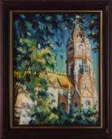 Marjanovic Straja (1973-): Kőbányai templom. Olaj, vászon, jelzett, fakeretben, 45,5x35,5 cm