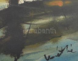 Olvashatatlan jelzéssel, XX. sz. vége: Hangulatos táj. Akvarell, papír, üvegezett fakeretben, 32x48 ...