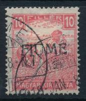 Fiume 1918 Fehérszámú Arató 10f kézi II-es (H II) felülnyomással, Bodor vizsgálójellel