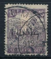Fiume 1918 Fehérszámú Arató 15f kézi II-es (H II) felülnyomással, Bodor vizsgálójellel