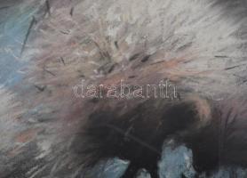 Máté Sándor (1954-): Pitypangok. Pasztell, papír. Jelzett. Üvegezett fakeretben, 30,5x47,5 cm