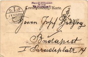 1899 Wien, Vienna, Bécs; Bellaria-Straße / street view, horse-drawn tram (Rb)