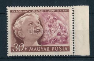 1950 Gyermek (I.) 30f ívszéli bélyeg számvízjellel