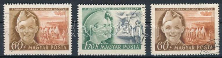 1950 Gyermek (I.) 3 db bélyeg számvízjellel