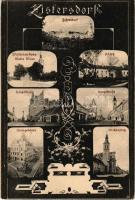 1910 Zistersdorf, Wallfahrtskirche Maria Moos, Schloß, Hauptstraße, Amtsgebäude, Kirchenplatz / pilgrimage church, castle, main street, office, church. Art Nouveau, floral (EK)