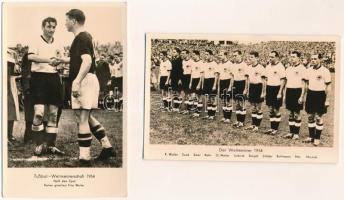 1954 Fussball - Weltmaisterschaft / 6 db MODERN sport képeslap az 1954-es labdarúgó világbajnokságról, csoportkép, játékosok, közte Puskás Ferenc / 6 modern sport postcards from the 1954 Football World Championship, group picture, players, with Ferenc Puskás