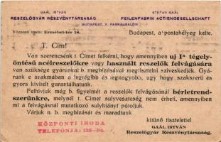 Ha jó reszelőt akar, forduljon a legelső forráshoz. Gaál István reszelőgyára reklám, hátoldalon is. ...