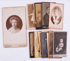 14 db vizitkártya és kabinetfotó, magyar műtermekből 1860-1890