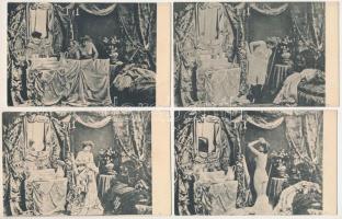 6 db RÉGI erotikus hölgyek képeslap (sorozat) / 6 pre-1945 erotic women postcards (series)