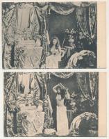 6 db RÉGI erotikus hölgyek képeslap (sorozat) / 6 pre-1945 erotic women postcards (series)