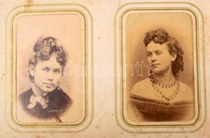 1866 Felvidéki fotóalbum, 150 vizitkártya fotóval, nagyrészt magyar műtermekből, Divald, Foltényi, s...