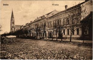 Detta, Ghedu, Deta; Fő utca, templom. Ballon József kiadása / main street, church