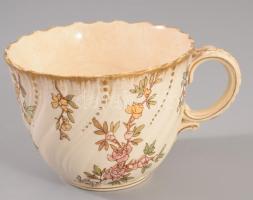 Sarreguemines "Louis XV" csésze alátéttel, jelzett, sérült, d: 14 cm