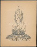 Sassy Attila (1880-1967): Ex libris Desiderius Réz anno sancto MCMXXXVIII (1938). Klisé, papír, jelzett a klisén, 8x5,5 cm