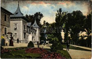 1913 Hévíz, Park részlet a György házzal. Marton Mór kiadása (EK)