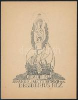 Sassy Attila (1880-1967): Ex libris Desiderius Réz anno sancto MCMXXXVIII (1938). Klisé, papír, jelzett a klisén, 8x5,5 cm