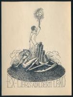 Sassy Attila (1880-1967): Ex libris Adalberti Lékó, 1914. Klisé, papír, jelzett a klisén, 10x7,5 cm