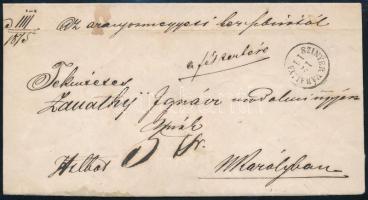 1874 Hivatalosnak szánt levél 5kr portóval "SZINYÉR VÁRALLYA" - "NAGY-KÁROLY"