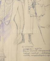 Jánoskúti Márta (1942-): Esztergályos Cecília készített jelmeztervek, Édes Anna c. film, 1989. Ceruz...