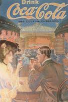 1983 Coca-Cola reprint reklámplakát, ofszet, papír, Scandecor, NSZK kiadása, kissé sérült, farostra kasírozva, 96x65 cm