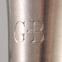 Cartier Pewter ón 6 darabos röviditalos pohár garnitúra, jelzett, GB monogrammal, m: 11 cm