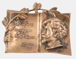 "Talpra magyar hí a haza" - Petőfi, bronz hamuzó, 10x12 cm