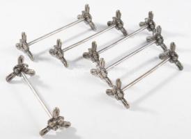 Régi ezüstözött késbak szett, h: 10 cm