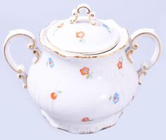 Zsolnay mokkás / kávés készlet, tejkiöntő nélkül, kopással, jelzett