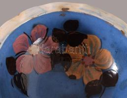 3 db hódmezővásárhelyi kerámia tál, kézzel festett, kopásokkal d: 18-22 cm