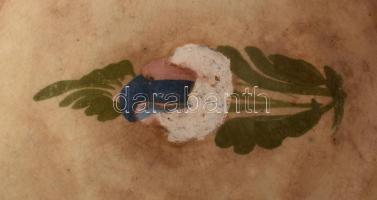 3 db hódmezővásárhelyi kerámia tál, kézzel festett, kopásokkal d: 18-22 cm