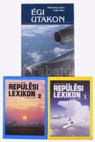 3 db repüléssel kapcsolatos könyv: Repülési lexikon. 1-2. kötet. Főszerk.: Szabó József. Bp., 1991, Akadémiai Kiadó. Kiadói kartonált papírkötés. + Moldoványi Ákos - Zsille Péter: Égi utakon. Bp., 1987, Műszaki Könyvkiadó. Kiadói kartonált papírkötés.