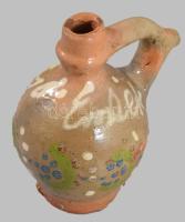 ... emlék, korsó. Mázas cserép, XIX. sz. kis lepattanással 14 cm