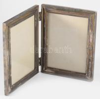 Dupla képkeret, kinyitható. Egyenként 15x20 cm Ezüstözött fém
