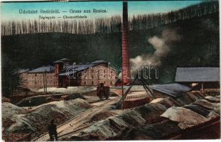 1918 Resicabánya, Resicza, Recita, Resita; Téglagyár, iparvasút. Boskovitz Irén kiadása / Chamottfabrik / brickyard, brick factory, industrial railway (ázott / wet damage)