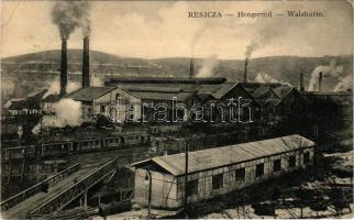 1912 Resica, Resita; Hengermű a vasgyárban, iparvasút. Braumüller L. kiadása / Walzhütte / iron works, factory, industrial railway (ázott / wet damage)