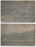 Lupény, Lupeni; - 2 db RÉGI fotóképeslap: a bánya szerencsétlenség áldozatainak temetése / 2 pre-1945 photo postcards: funeral for the victims of the mining accident