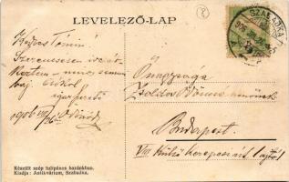 1906 Szabadka, Subotica; Városháza, pályaudvar, vasútállomás, Pest szálloda, montázs tulipánokkal. S...