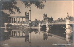 ca 1940 Budapest, Milleniumi emlék. nagy méretű turisztikai fotó, eredeti nagyítás, eredeti kézi feliratozással 40x25 cm