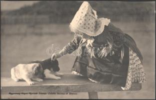ca 1940 Tolnamözs népviselet nagy méretű turisztikai fotó, eredeti nagyítás, eredeti kézi feliratozással 40x25 cm