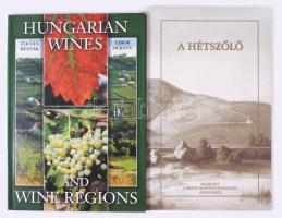 2 db borászati témájú könyv: Zelenák István: A Hétszőlő. H.n., 2002, magánkiadás, 56 p. Kiadói papírkötés. + Benyák Zoltán - Dékány Tibor: Hungarian Wines and Wine Regions. Bp., 2003, Corvina. Gazdag képanyaggal illusztrálva. Angol nyelven. Kiadói kartonált papírkötés.
