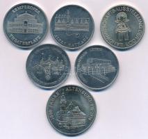 Német Demokratikus Köztársaság 1980 k. 6xklf kétoldalas Cu-Ni és Ni városi emlékérem T:AU,XF patina German Democratic Republic cca 1980. 6xdiff two-sided Cu-Ni and Ni city medallion C:AU,XF patina