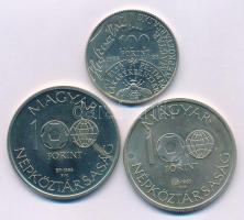 1985. 100Ft alpakka "Labdarúgó Világbajnokság 1986. - Mexikó térkép" kapszulában + 100Ft alpakka "Labdarúgó Világbajnokság 1986 - Mexikó" kapszulában + 1986. 100Ft Cu-Ni-Zn "Fáy András" kapszulában T:BU-AU, kettőn kis patina