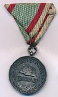 1929. "Magyar Háborús Emlékérem kardokkal, sisakkal" ezüstözött bronz kitüntetés mellszalaggal, peremen BRONZ fémjellel T:XF Hungary 1929. "Hungarian Commemorative War Medal with swords and a helmet" silver plated bronze decoration with ribbon, with "BRONZ" hallmark on edge C:XF NMK 418.
