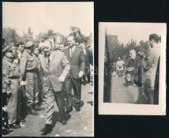 Rákosi Mátyást és Kádár Jánost ábrázoló korabeli felvételek, 2 db fotó, 6,5x4,5 cm és 9,5x6,5 cm